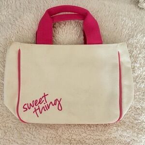 Victoria's Secret pink and white canvas bag #loungewear #coquette
